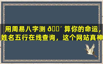 用周易八字测 🐴 算你的命运，姓名五行在线查询，这个网站真神！